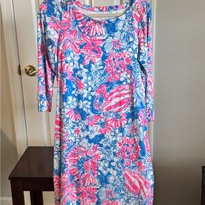 Lilly Pulitzer Vibrant Pink and Blue Floral Dress